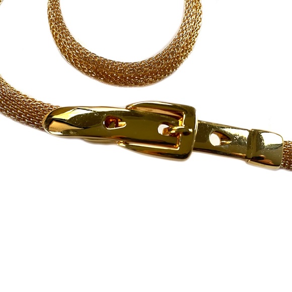 Vintage Gold Mesh Skinny Belt - 3 Hole Buckle - Picture 2 of 4